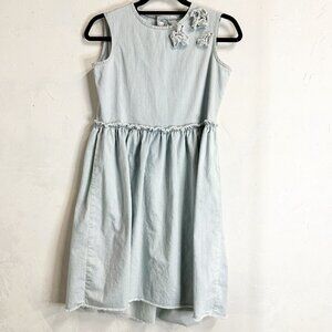 II Gufo Girls Chambray Denim Midi Dress Blue Size 12